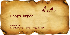 Langa Árpád névjegykártya